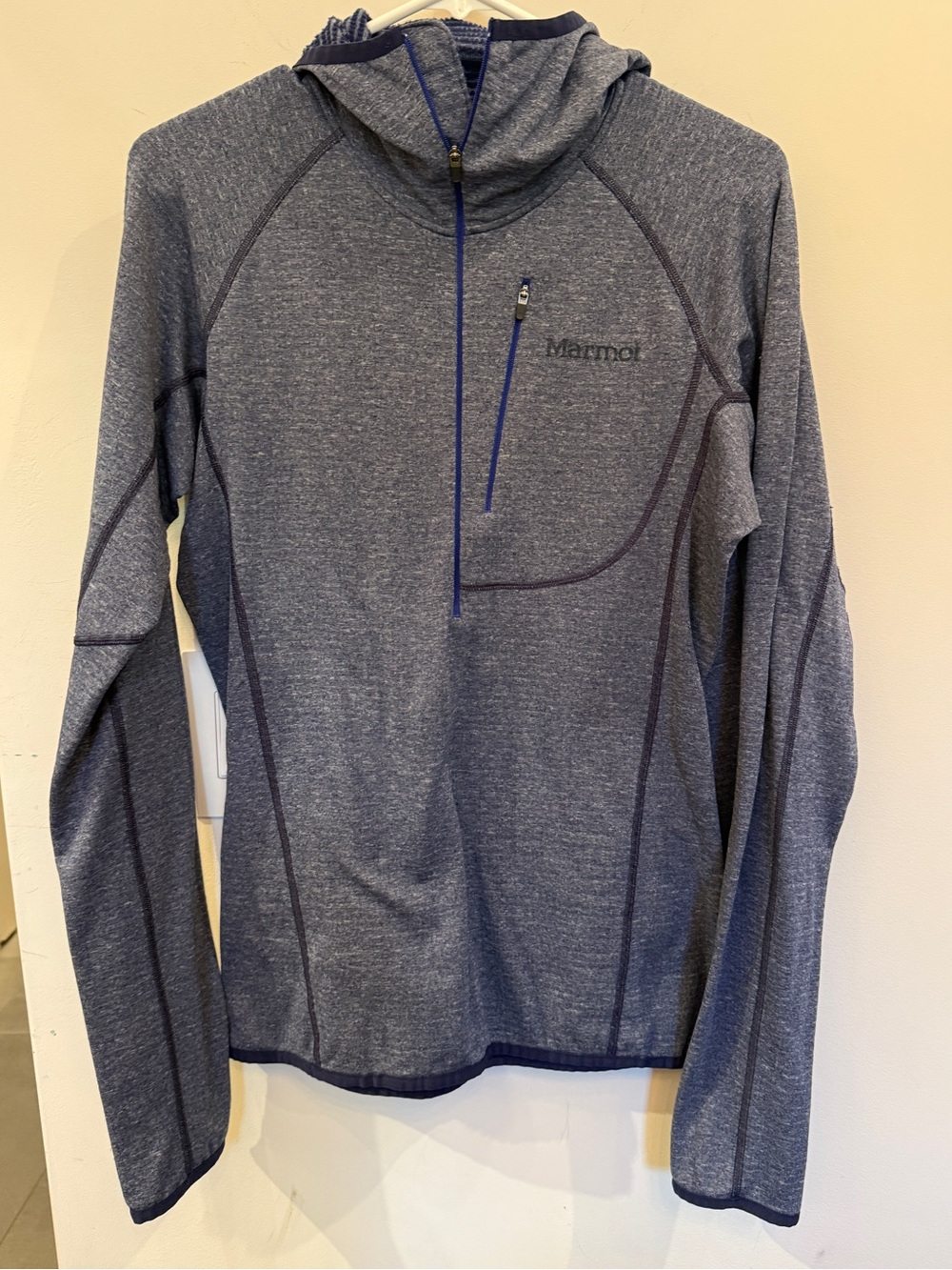 Marmot Men's Blue Hooded Half-Zip Midlayer, size M